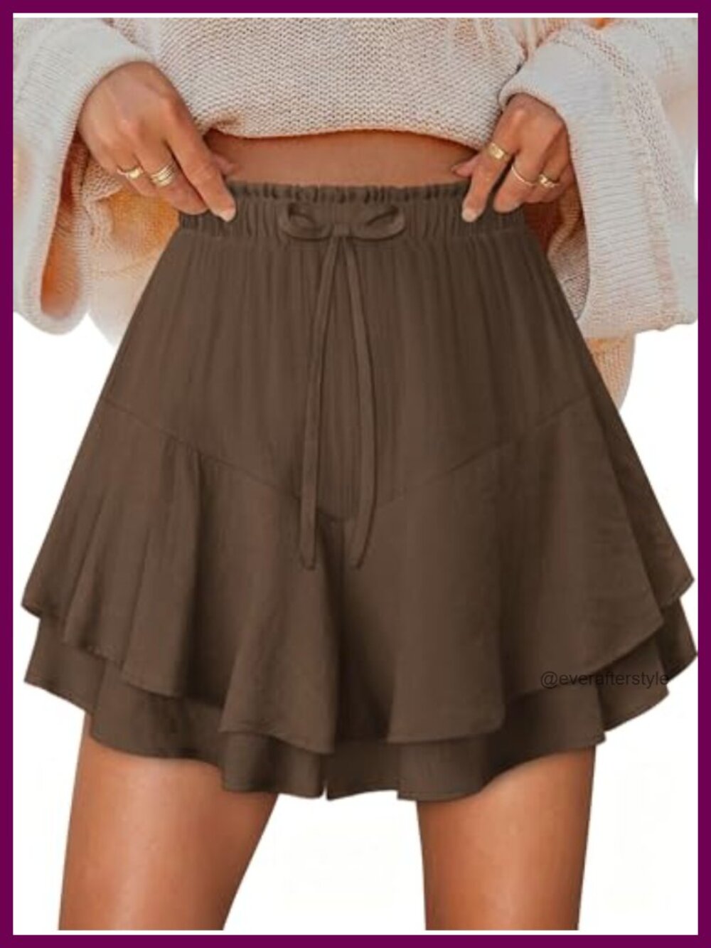 Flowy Ruffle Tiered Active Skort for Women Cotton Blend Elastic Waist Tennis